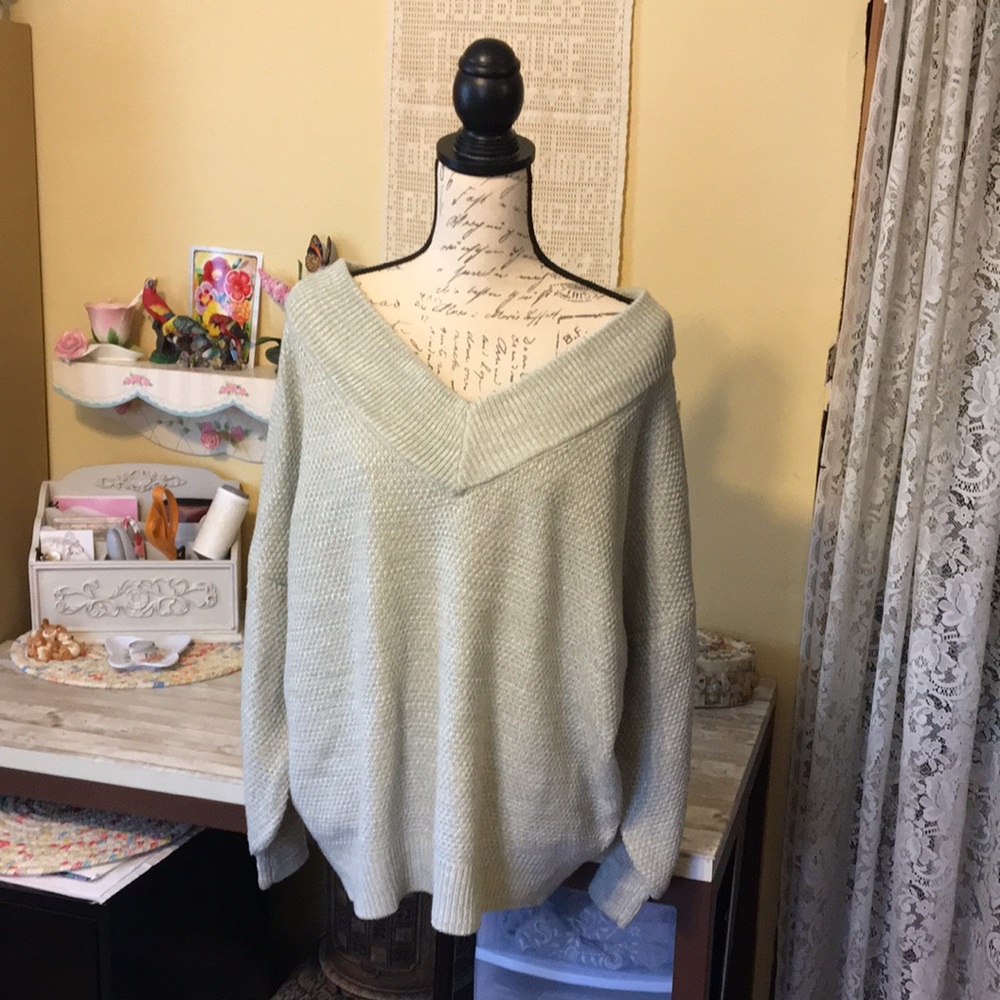 Drop shoulder knit sweater